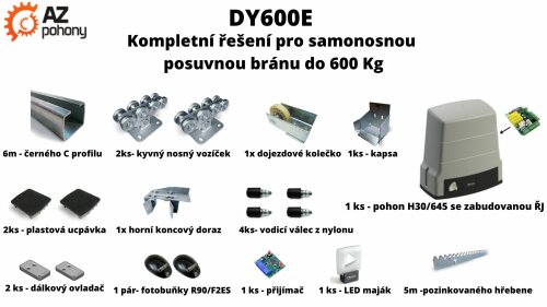 DY600E kompletní řešení pro samonosnou posuvnou bránu do 600 kg